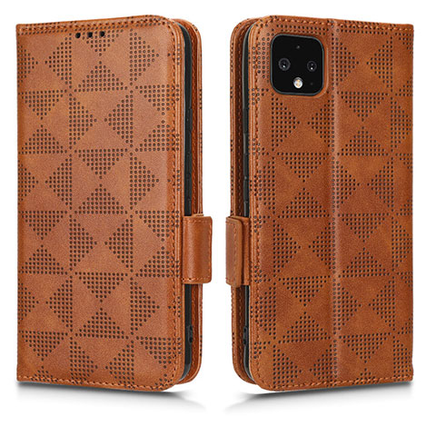 Funda de Cuero Cartera con Soporte Carcasa C02X para Google Pixel 4 Marron