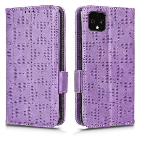 Funda de Cuero Cartera con Soporte Carcasa C02X para Google Pixel 4 Morado