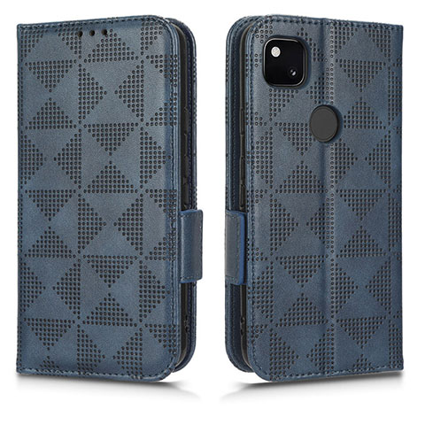 Funda de Cuero Cartera con Soporte Carcasa C02X para Google Pixel 4a Azul