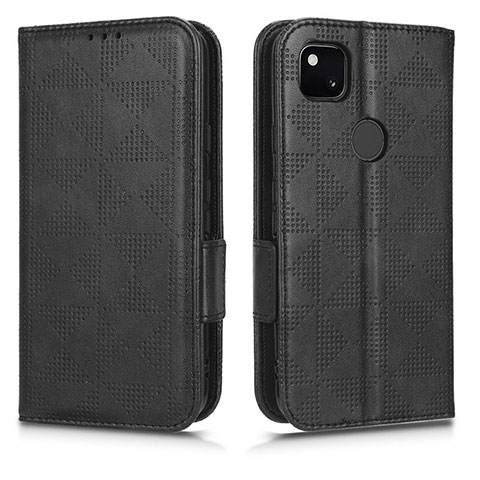 Funda de Cuero Cartera con Soporte Carcasa C02X para Google Pixel 4a Negro