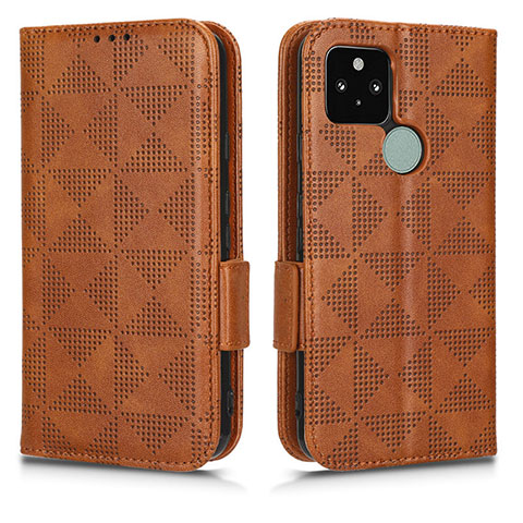 Funda de Cuero Cartera con Soporte Carcasa C02X para Google Pixel 5 Marron