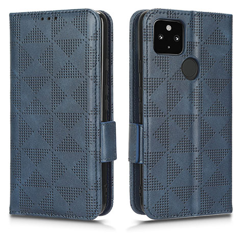 Funda de Cuero Cartera con Soporte Carcasa C02X para Google Pixel 5 XL 5G Azul