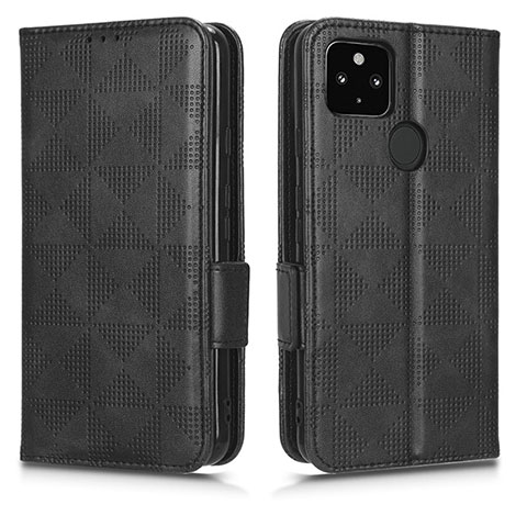 Funda de Cuero Cartera con Soporte Carcasa C02X para Google Pixel 5 XL 5G Negro