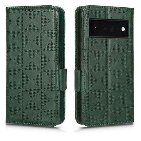 Funda de Cuero Cartera con Soporte Carcasa C02X para Google Pixel 6 Pro 5G Verde