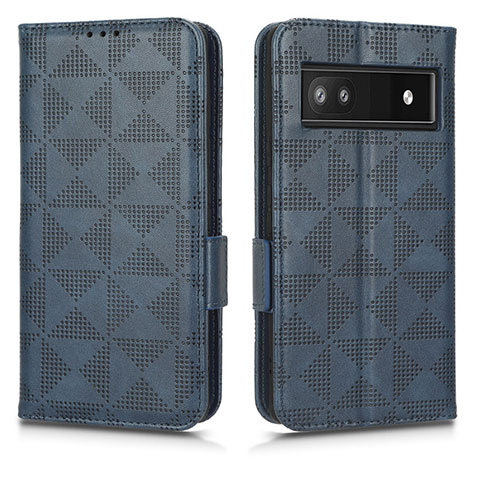 Funda de Cuero Cartera con Soporte Carcasa C02X para Google Pixel 6a 5G Azul