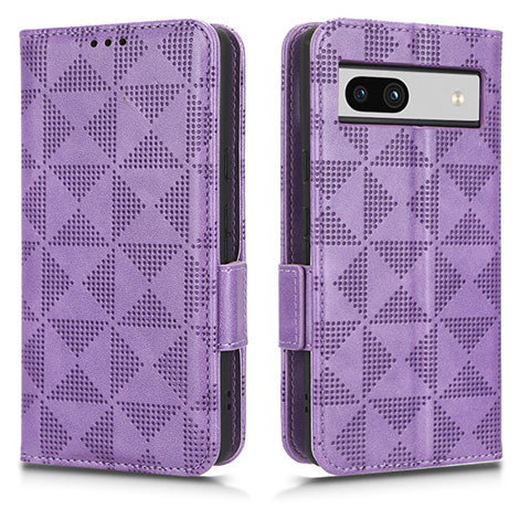 Funda de Cuero Cartera con Soporte Carcasa C02X para Google Pixel 7a 5G Morado