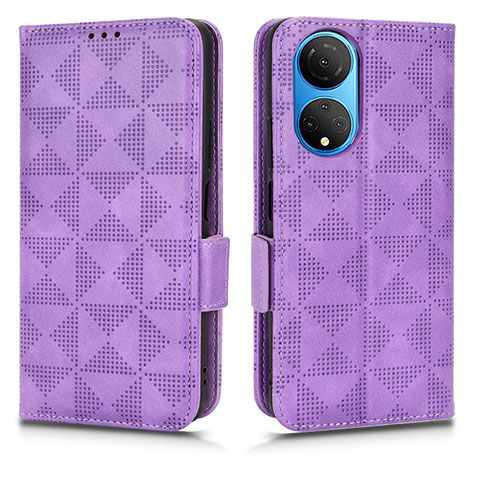 Funda de Cuero Cartera con Soporte Carcasa C02X para Huawei Honor X7 Morado