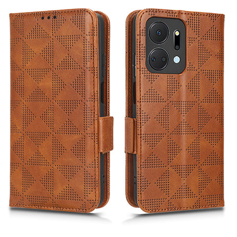 Funda de Cuero Cartera con Soporte Carcasa C02X para Huawei Honor X7a Marron