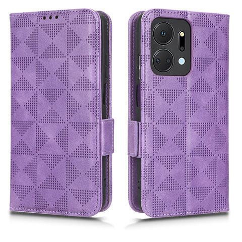 Funda de Cuero Cartera con Soporte Carcasa C02X para Huawei Honor X7a Morado