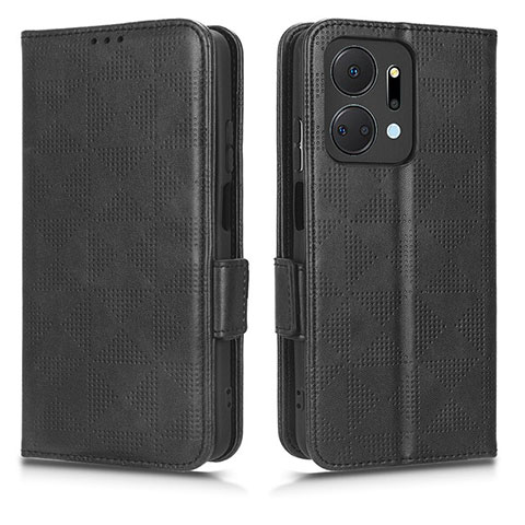 Funda de Cuero Cartera con Soporte Carcasa C02X para Huawei Honor X7a Negro