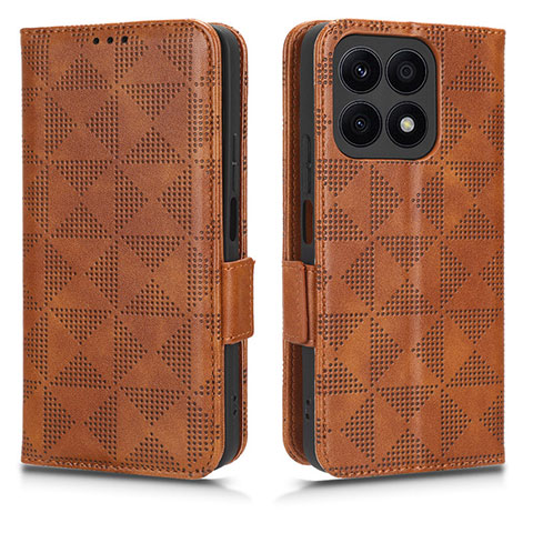 Funda de Cuero Cartera con Soporte Carcasa C02X para Huawei Honor X8a 4G Marron