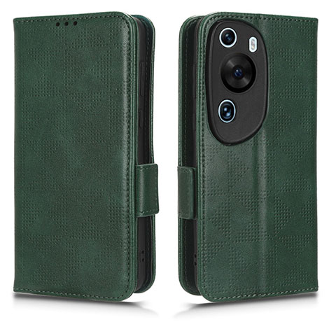 Funda de Cuero Cartera con Soporte Carcasa C02X para Huawei P60 Art Verde