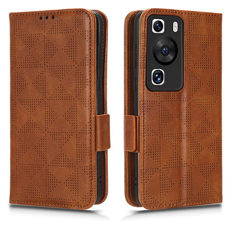 Funda de Cuero Cartera con Soporte Carcasa C02X para Huawei P60 Pro Marron