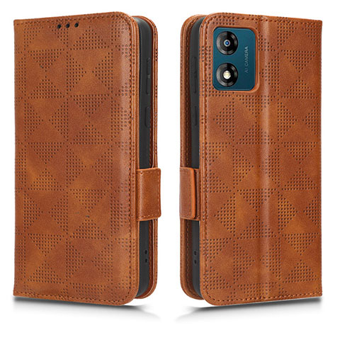 Funda de Cuero Cartera con Soporte Carcasa C02X para Motorola Moto E13 Marron