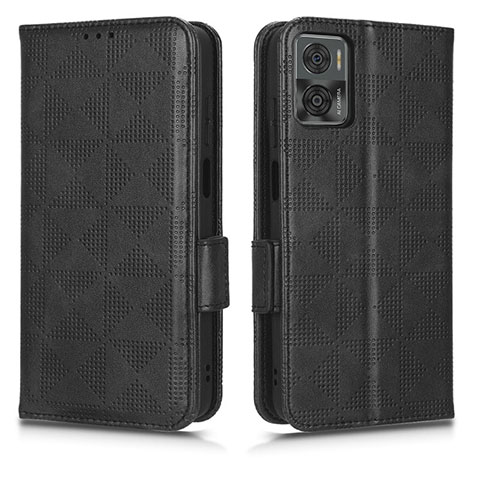 Funda de Cuero Cartera con Soporte Carcasa C02X para Motorola Moto E22 Negro