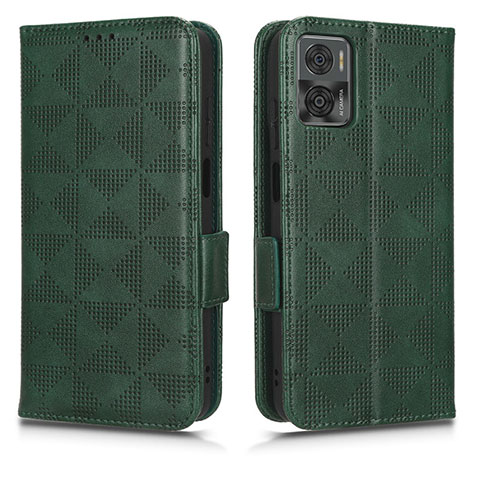 Funda de Cuero Cartera con Soporte Carcasa C02X para Motorola Moto E22 Verde