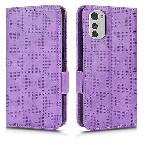 Funda de Cuero Cartera con Soporte Carcasa C02X para Motorola Moto E32 Morado