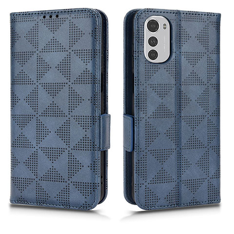 Funda de Cuero Cartera con Soporte Carcasa C02X para Motorola Moto E32s Azul