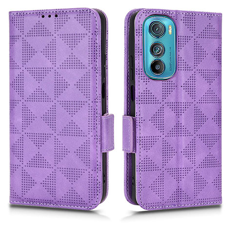 Funda de Cuero Cartera con Soporte Carcasa C02X para Motorola Moto Edge 30 5G Morado