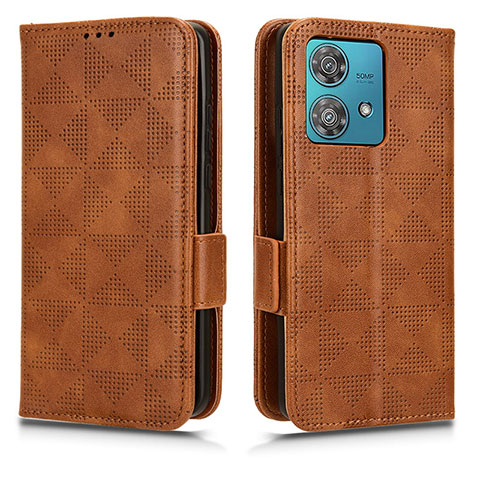 Funda de Cuero Cartera con Soporte Carcasa C02X para Motorola Moto Edge 40 Neo 5G Marron