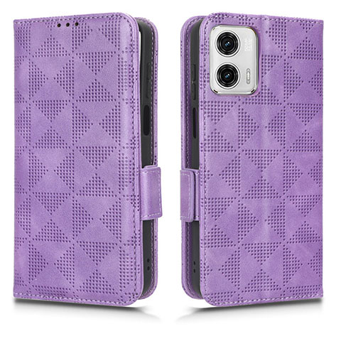 Funda de Cuero Cartera con Soporte Carcasa C02X para Motorola Moto G53 5G Morado