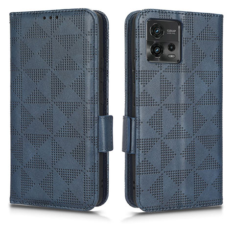 Funda de Cuero Cartera con Soporte Carcasa C02X para Motorola Moto G72 Azul