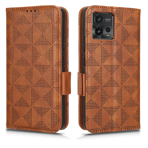 Funda de Cuero Cartera con Soporte Carcasa C02X para Motorola Moto G72 Marron