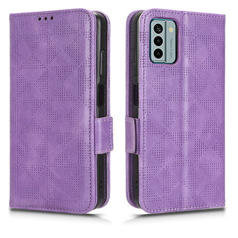 Funda de Cuero Cartera con Soporte Carcasa C02X para Nokia G22 Morado