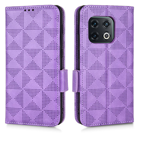 Funda de Cuero Cartera con Soporte Carcasa C02X para OnePlus 10 Pro 5G Morado