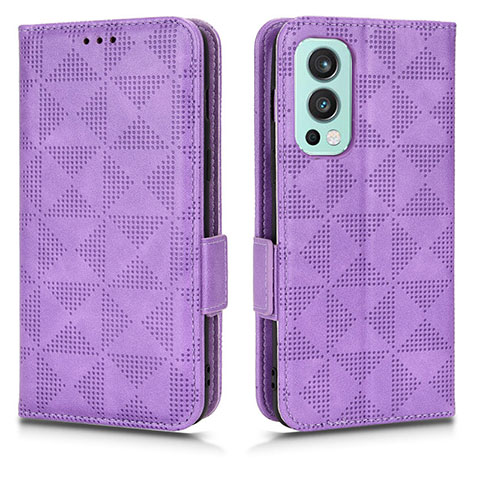 Funda de Cuero Cartera con Soporte Carcasa C02X para OnePlus Nord 2 5G Morado