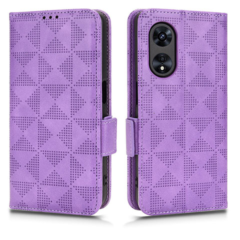 Funda de Cuero Cartera con Soporte Carcasa C02X para Oppo A1 5G Morado