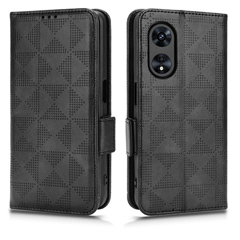 Funda de Cuero Cartera con Soporte Carcasa C02X para Oppo A1 5G Negro