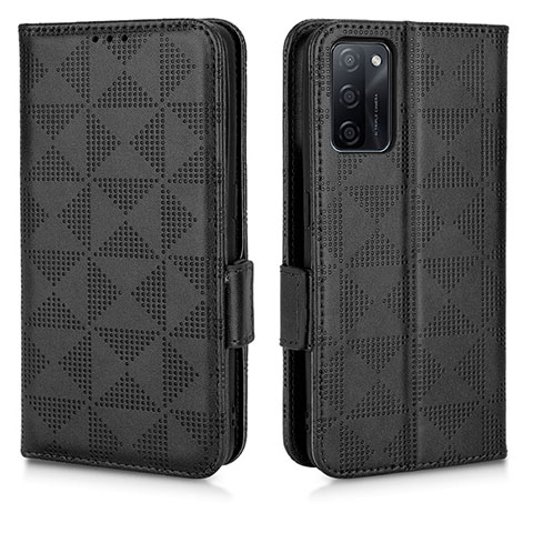 Funda de Cuero Cartera con Soporte Carcasa C02X para Oppo A55S 5G Negro