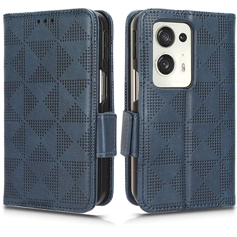 Funda de Cuero Cartera con Soporte Carcasa C02X para Oppo Find N2 5G Azul