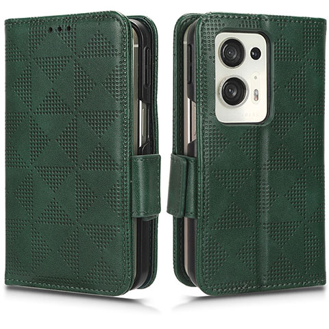 Funda de Cuero Cartera con Soporte Carcasa C02X para Oppo Find N2 5G Verde