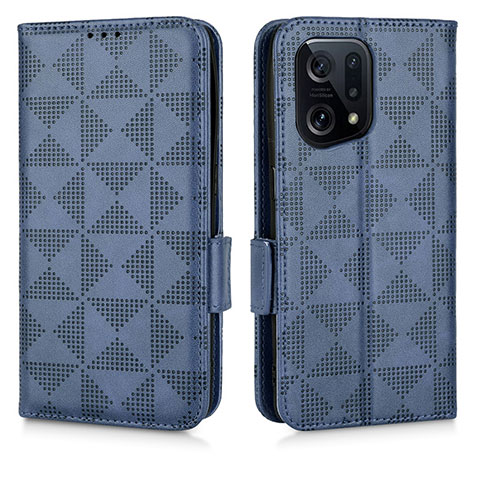 Funda de Cuero Cartera con Soporte Carcasa C02X para Oppo Find X5 5G Azul