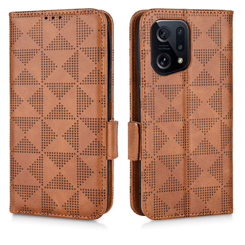 Funda de Cuero Cartera con Soporte Carcasa C02X para Oppo Find X5 5G Marron