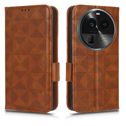 Funda de Cuero Cartera con Soporte Carcasa C02X para Oppo Find X6 5G Marron