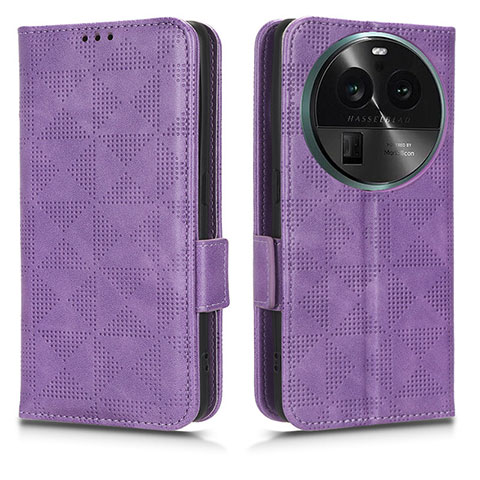 Funda de Cuero Cartera con Soporte Carcasa C02X para Oppo Find X6 Pro 5G Morado