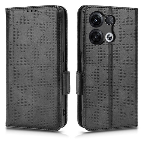 Funda de Cuero Cartera con Soporte Carcasa C02X para Oppo Reno8 Pro 5G Negro