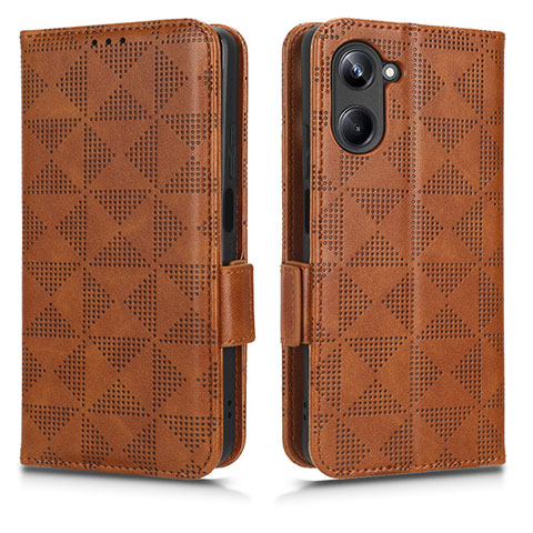 Funda de Cuero Cartera con Soporte Carcasa C02X para Realme 10 Pro 5G Marron