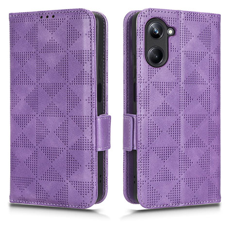 Funda de Cuero Cartera con Soporte Carcasa C02X para Realme 10 Pro 5G Morado