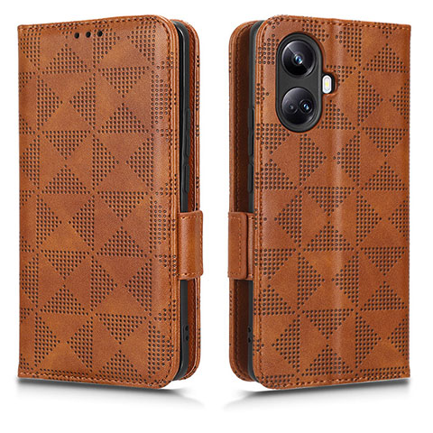 Funda de Cuero Cartera con Soporte Carcasa C02X para Realme 10 Pro+ Plus 5G Marron