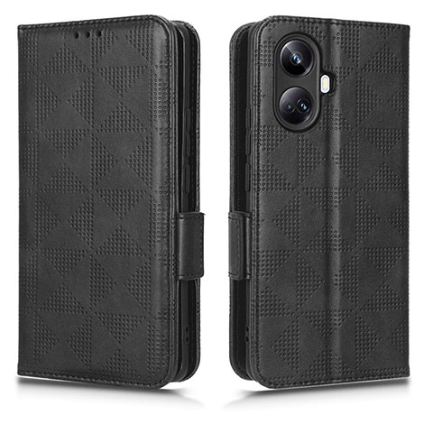 Funda de Cuero Cartera con Soporte Carcasa C02X para Realme 10 Pro+ Plus 5G Negro