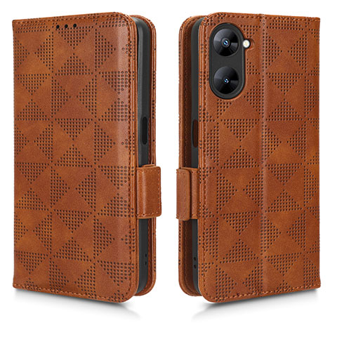 Funda de Cuero Cartera con Soporte Carcasa C02X para Realme 10S 5G Marron