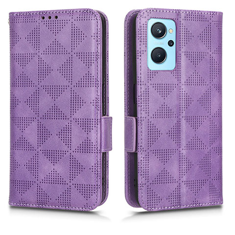 Funda de Cuero Cartera con Soporte Carcasa C02X para Realme 9i 4G Morado