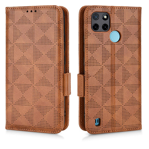 Funda de Cuero Cartera con Soporte Carcasa C02X para Realme C21Y Marron