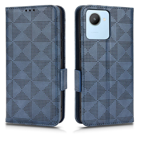 Funda de Cuero Cartera con Soporte Carcasa C02X para Realme C30s Azul