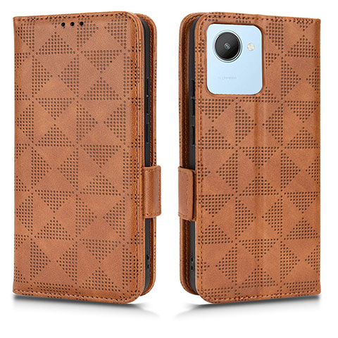 Funda de Cuero Cartera con Soporte Carcasa C02X para Realme C30s Marron