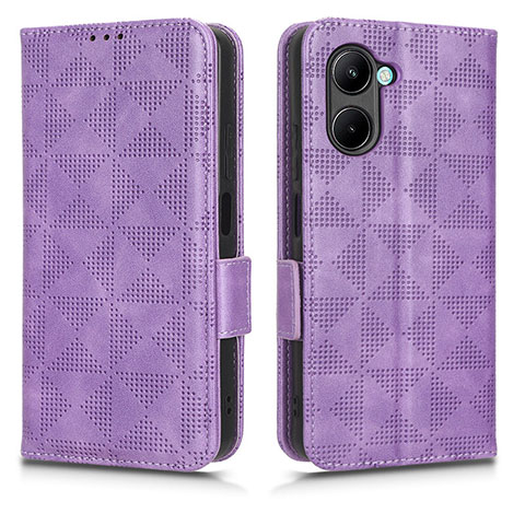 Funda de Cuero Cartera con Soporte Carcasa C02X para Realme C33 (2023) Morado